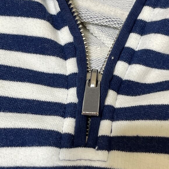 Lands' End Serious Sweats 1/4 Zip Sweater Dress Blue White Striped Size M Medium - Picture 5 of 7